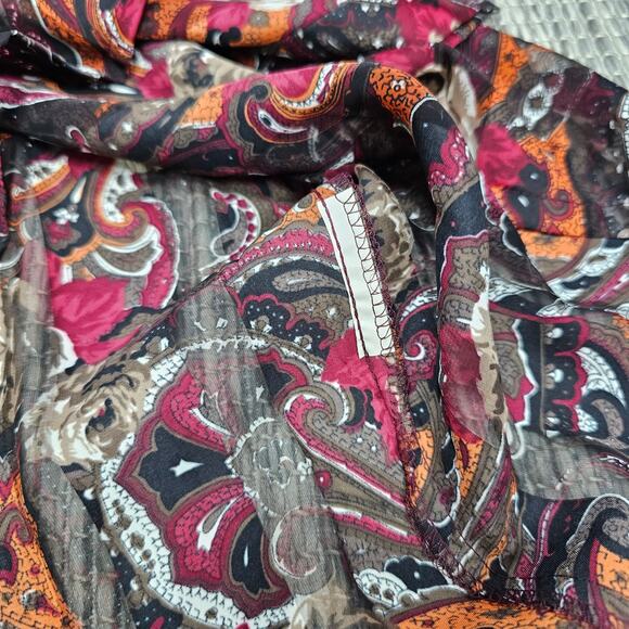 Vintage Nicola Blouse Womens 8 Sheer Striped Tie Neck Long Sleeve Career Holiday - Picture 7 of 9